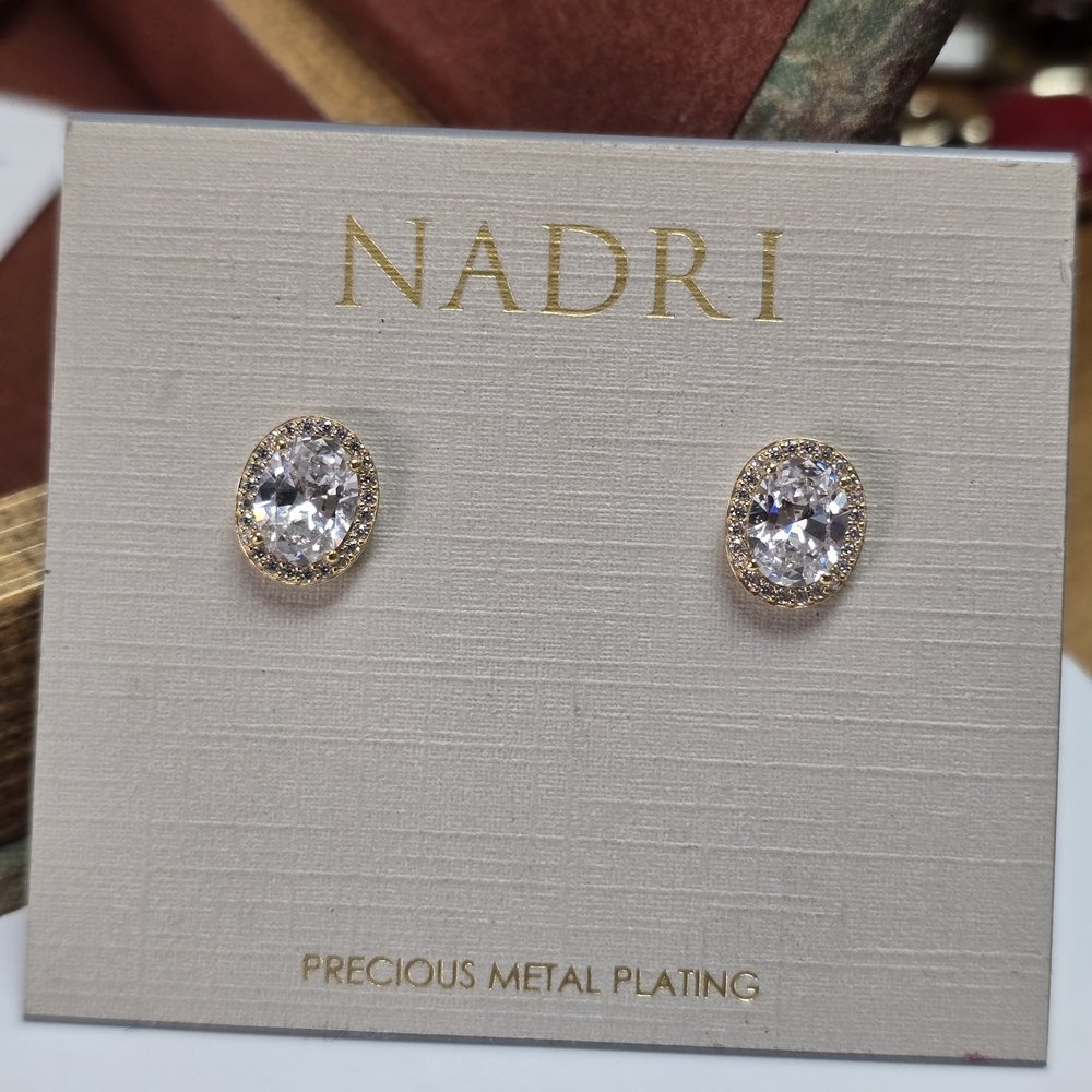 Nadri Gold and Silver Oval Earrings